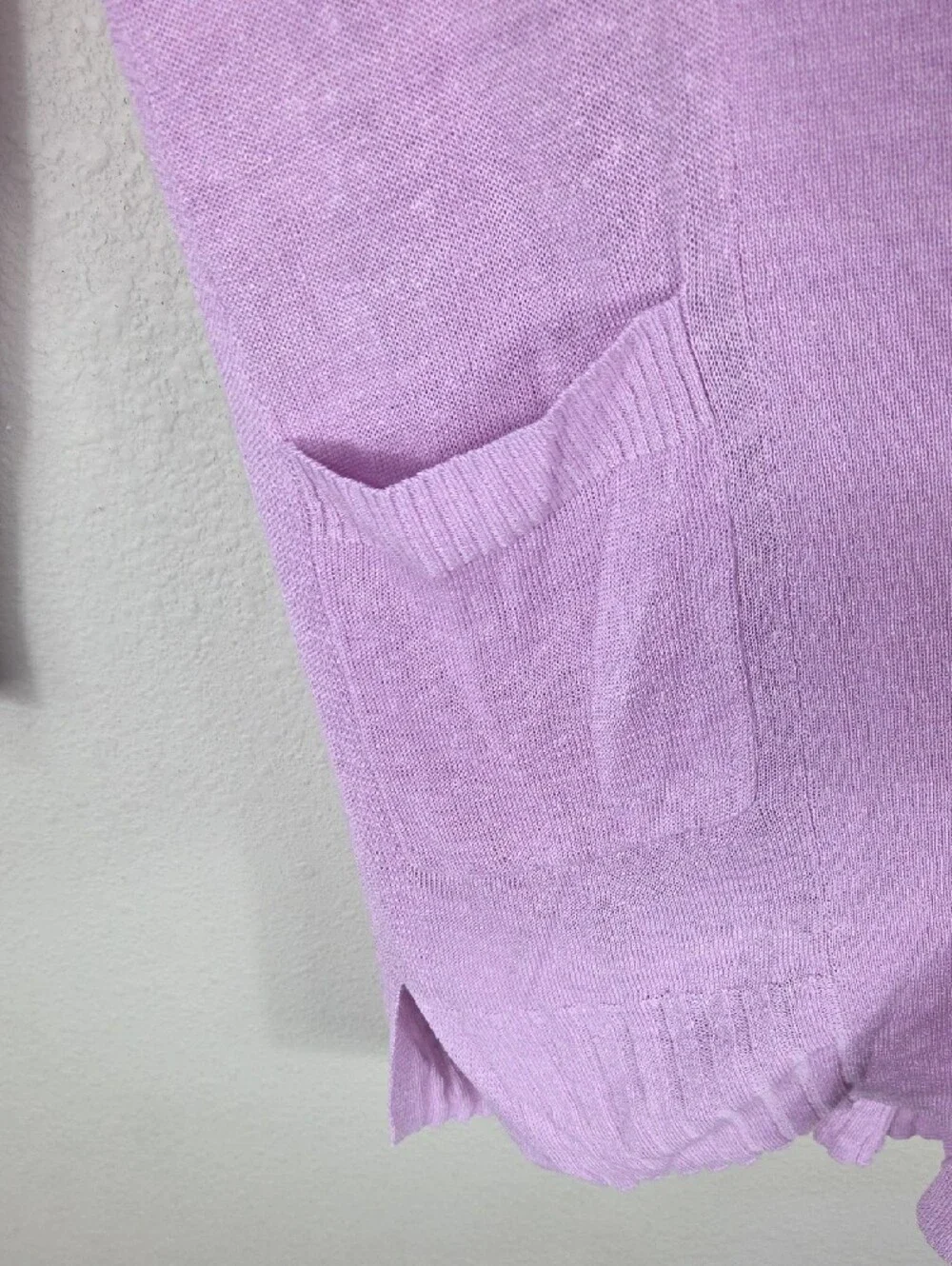 J Crew Open cardigan sweater in linen blend Lavender Pockets Long Sleeves XXS